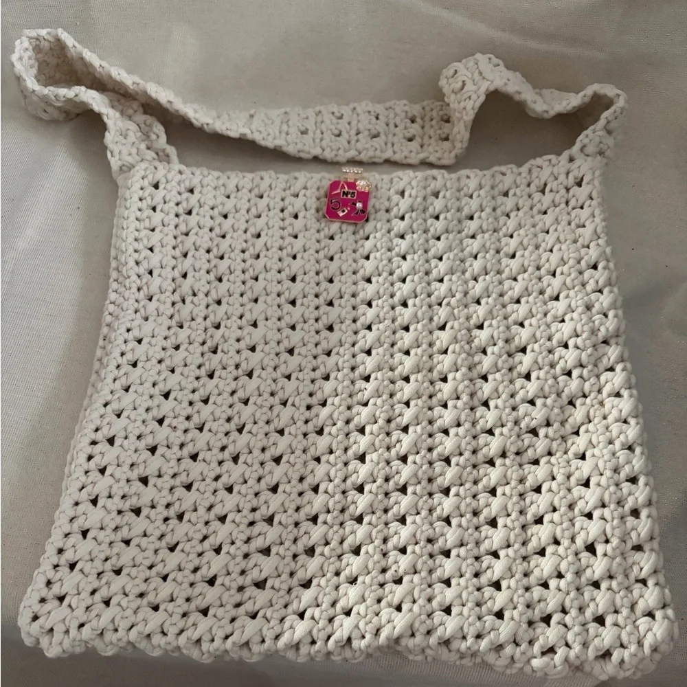 Handcrafted Cream Crochet Shoulder Bag